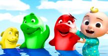 Dino pals splashing in the water