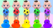 Baby and His Colorful Duck Friends!