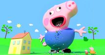 Giant piggy munches everything