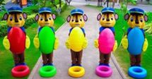 monkey family and colorful egg