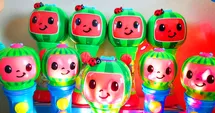 Smiling lanterns light up the night.