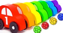 Colorful cars and soccer balls race to the finish line