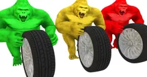 Colorful gorillas roll their wheels