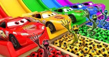 Race Cars Ready for the Big Slide