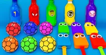 Fluffy Sheep with Colorful Bottles