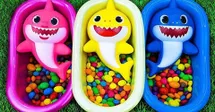 three cute babyshark in tub