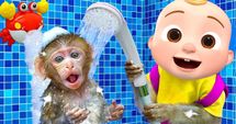 Bubbly Monkey Shower Fun!