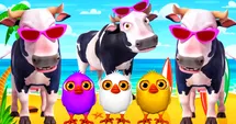 Stylish cows love a beach day