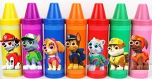 draw:different colored crayons and dog