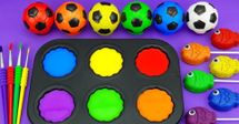 soccer ball and fish toy