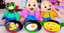Egg faces on the frying pans